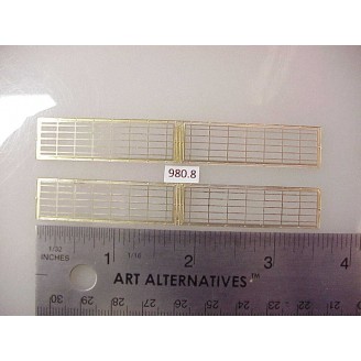 980.8 - Overland diesel etched body side screen material (SD40-2 etc) 3-39/64 x 53/64 w/rivited edges - Pkg. 2